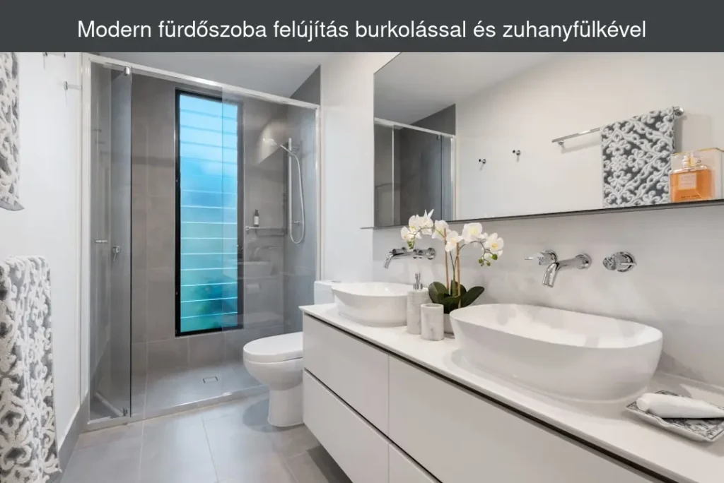 Modern fürdőszoba felújítás burkolással és zuhanyfülkével