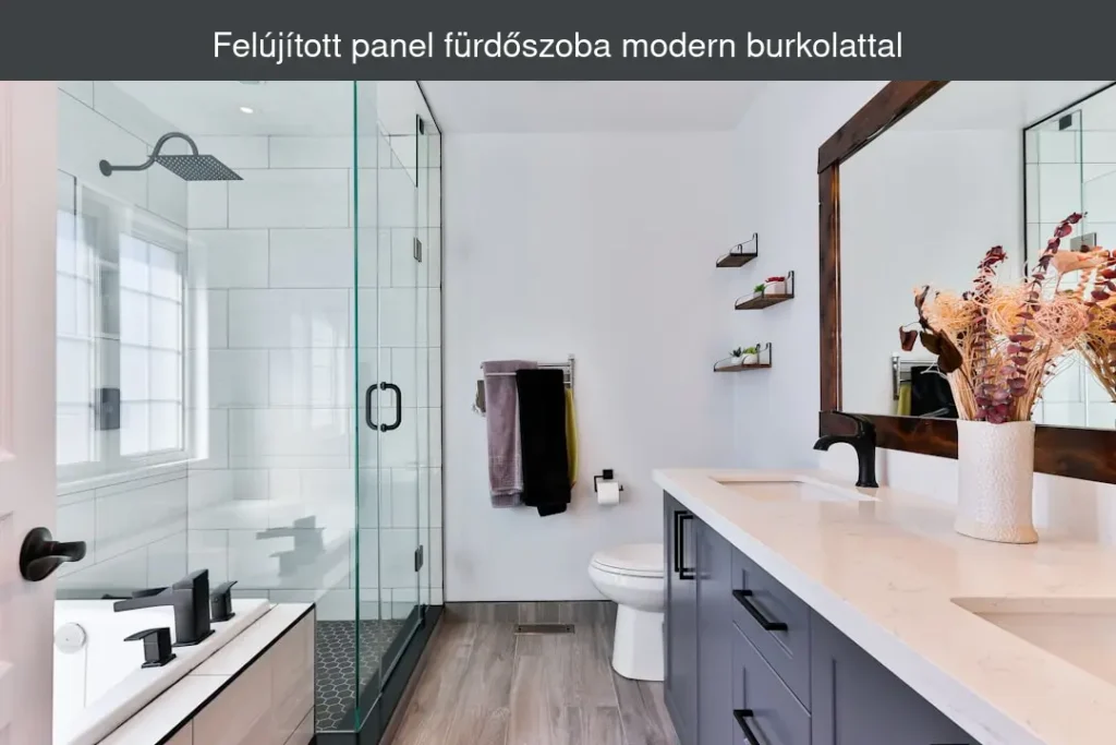 Felújított panel fürdőszoba modern burkolattal